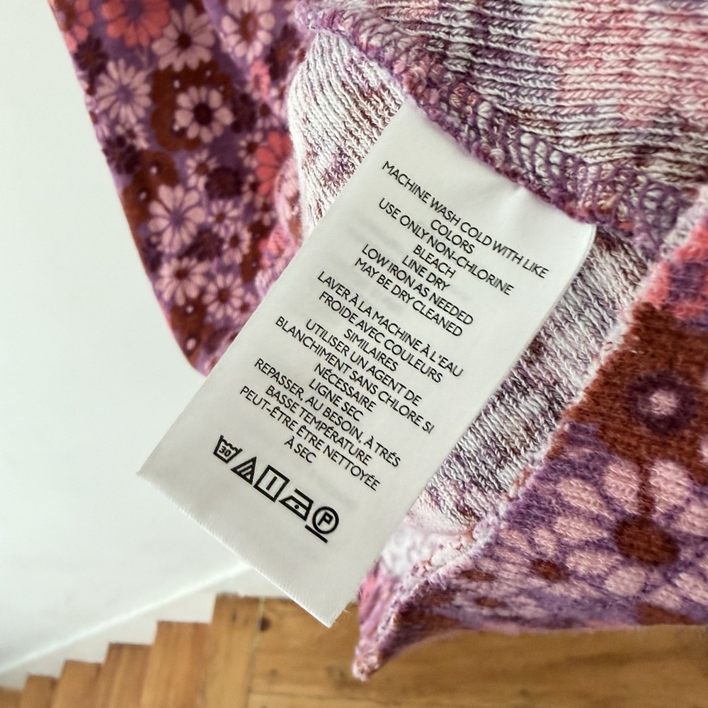 Urban Outfitters Mini Dress L Pink Purple Floral Psychedelic Cotton Fairy Grunge - Picture 6 of 8